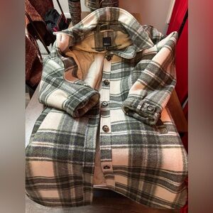 Reitmans Plaid Jacket - Green and Cream